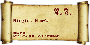 Mirgics Nimfa névjegykártya